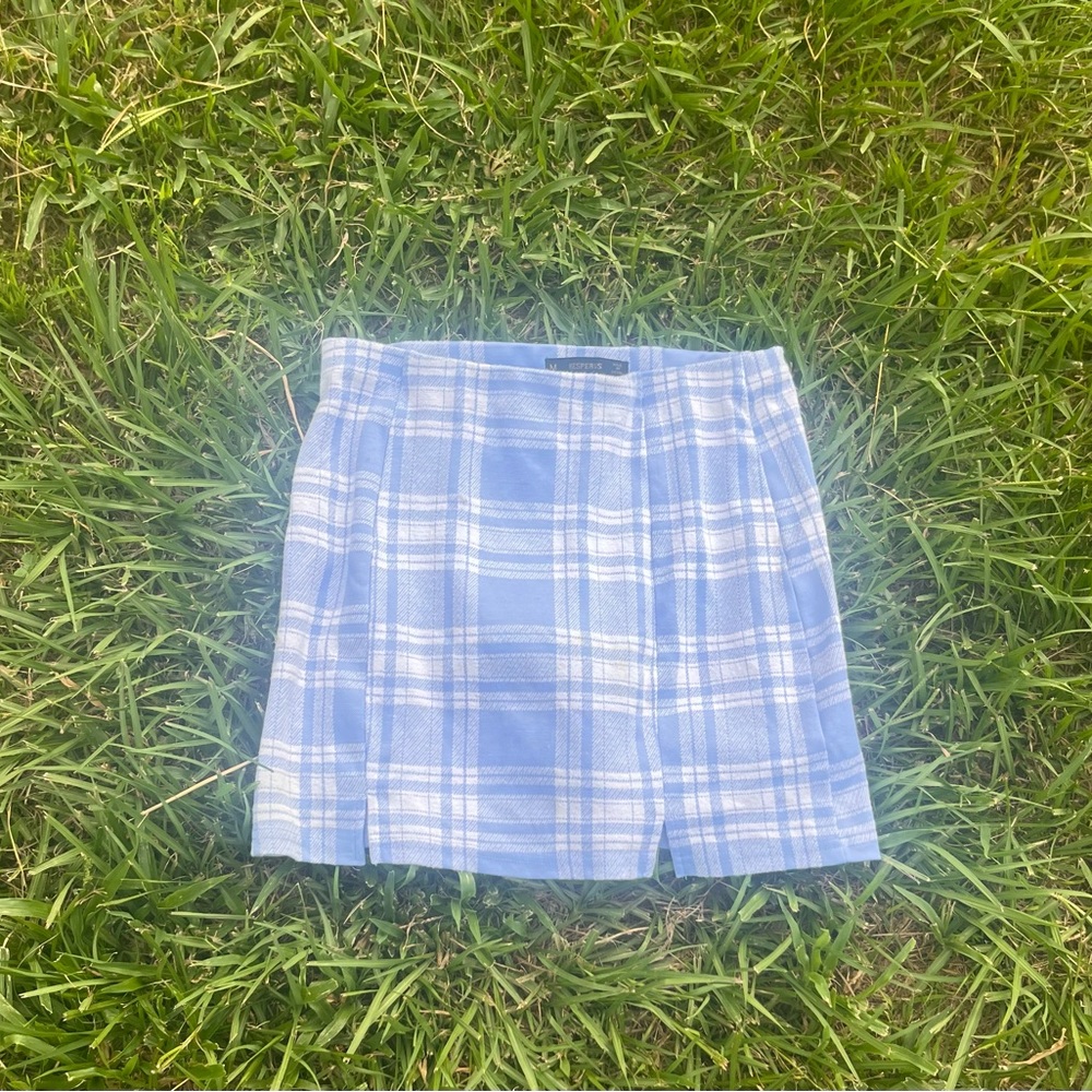 Purple plaid mini skirt